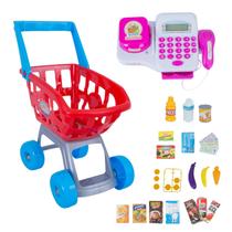 Caixa Registradora Infantil Mercadinho e Carrinho de Compras 30 peças