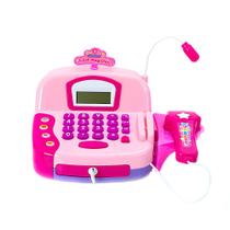 Caixa Registradora Rosa Funciona de Verdade com Calculadora e Microfone BBR Toys
