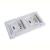 Caixa regua retangular 2 tomadas 2 usb dados