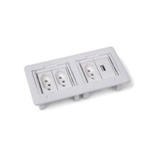 Caixa regua retangular 3 tomadas 1 usb charger