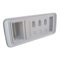 Caixa regua tomada embutir série play 280 3 tomadas 2 rj45 1 usb-c