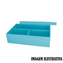 Caixa Retangular com 3 Divisoria Tampa Sapato 25x16x6 Mdf Madeira Pintado