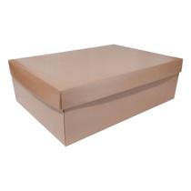 Caixa Retangular Com Tampa em Relevo Rose Gold M 35x25x11
