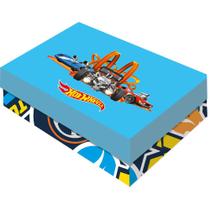 Caixa Retangular Com Tampa para Presentes Tema Hot Wheels - Grande - Festcolor