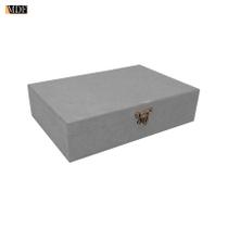 Caixa Retangular Dobradiça e Fecho 33x19x9 Mdf Madeira Pintado