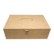Caixa Retangular DobradiÇA, Fecho E AlÇA 30x20x9 Mdf Madeira Caixa Retangular DobradiÇA, Fecho E AlÇA 30x20x9 Mdf Madeira