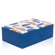 Caixa Retangular Em Madeira E Resina Azul 23X15cm