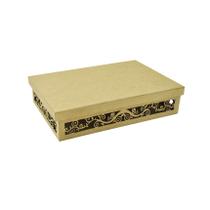 Caixa Retangular Tampa Sapato Arabesco Com Passaro M 28x19x6 Mdf Madeira