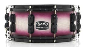 Caixa RMV FiberTech Pink Wood Burst 14x5,5 Casco Híbrido com Aros Inoxidáveis 1,7mm (Exclusiva) - RMV Drums