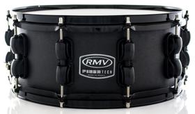 Caixa RMV FiberTech Silky Black 14x5,5 Casco Híbrido com Aros Inoxidáveis 1,7mm (Exclusiva) - RMV Drums