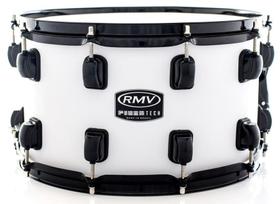 Caixa RMV FiberTech Silky Branca 14x8 Casco Híbrido com Aros Inoxidáveis 1,7mm (Exclusiva) - RMV Drums