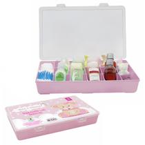 Caixa Rosa Com Divisórias Para Organização De Produtos De Higiene Do Bebê