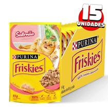 Caixa Sache Purina Friskies Para Gatos Sabor Salmão 15un