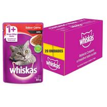 Caixa Sachês Whiskas Jelly Carne, 85g