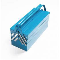 Caixa Sanfonada para Ferramentas Tramontina com 5 gavetas e Alças Fixas Azul