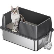 Caixa sanitária Anycoo de aço inoxidável High Side XL para gatos grandes