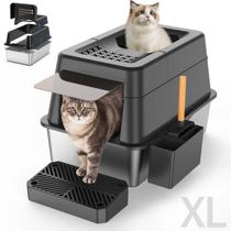Caixa sanitária de aço inoxidável Aphyxen XL para gatos grandes com tampa Caixa sanitária de aço inoxidável Aphyxen XL para gatos grandes com tampa