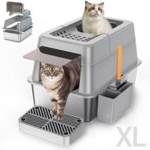 Caixa sanitária de aço inoxidável Aphyxen XL para gatos grandes com tampa Caixa sanitária de aço inoxidável Aphyxen XL para gatos grandes com tampa
