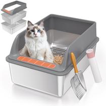 Caixa sanitária de peneiração em aço inoxidável Yoochee com tampa para gatos