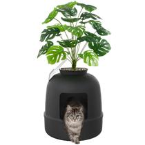Caixa Sanitária para Gato Lifewit com Planta e Colher Artificiais - Preta