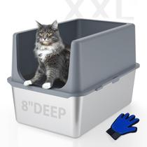 Caixa sanitária para gatos LIHONG em aço inoxidável XL com tampa para gatos grandes