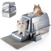 Caixa sanitária para gatos PAWS PERCH em aço inoxidável grande fechada