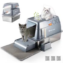 Caixa sanitária para gatos Purr Mates em aço inoxidável extra grande com tampa Caixa sanitária para gatos Purr Mates em aço inoxidável extra grande com tampa