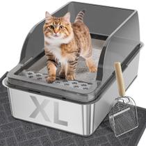 Caixa sanitária para gatos UPSKY em aço inoxidável XL com tampa para raças grandes Caixa sanitária para gatos UPSKY em aço inoxidável XL com tampa para raças grandes