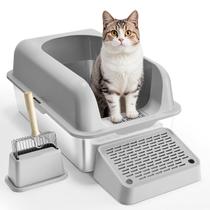 Caixa sanitária para gatos VEVOR em aço inoxidável XL fechada com tampa Caixa sanitária para gatos VEVOR em aço inoxidável XL fechada com tampa