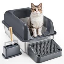 Caixa sanitária para gatos VEVOR em aço inoxidável XL fechada com tampa Caixa sanitária para gatos VEVOR em aço inoxidável XL fechada com tampa