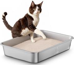 Caixa sanitária Qiuma em aço inoxidável com lados altos para gatos