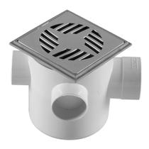 Caixa Sifonada Astra Quadrada 100mm 3 Entradas Cromada Full Cromada