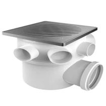 Caixa Sifonada com Porta Grelha Prata e Grelha Inox Quadrados 150x150x50mm com 7 Entradas - 27068715 - TIGRE