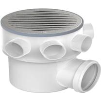 Caixa Sifonada Porta Grelha prata Redondo / Grelha Inox 100x100x50 - 27019998 - TIGRE