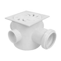 Caixa Sifonada Quadrada 100mm x 100mm x 50mm - 3 Entradas DN 40/50/75 - PVC Amanco