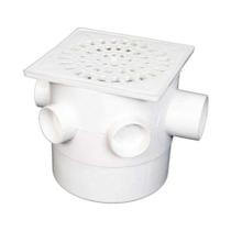 Caixa Sifonada Quadrada 100x100x50mm Pvc Branca - 3 Saídas - Grelha Quadrada - Sifão