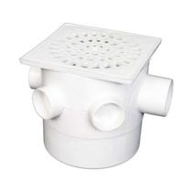 Caixa Sifonada Quadrada 150x120x50mm PVC Branca - 3 Saídas - Grelha Quadrada - Sifão