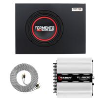 Caixa Slim Tormento 8 Polegada com Modulo Tl1500 Cabo Rca 5m