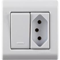 Caixa Sobrepor 1 Interruptor Simples 10 A 250 V e 1 Tomada 2P+T 10 A 250 V Tramontina LizFlex Branca