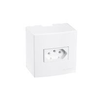 Caixa Sobrepor 75X75 Tomada Margirius Sleek 2P+T 10A Branca