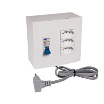 Caixa sobrepor de Proteção com 3 Tomadas 10A + Disjuntor 10A 8ka 127v Margirius