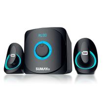 Caixa Som 2.1 Subwoofer Bluetooth USB Auxiliar Azul SM-CS3313b - sum impo.brasil
