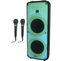 Caixa Som Amplificada Bateria Bluetooth 2000W Rms Show de Led Amvox Aca 2000 Party Vox + 2 Microfone
