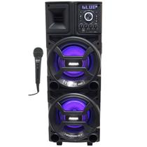 Caixa Som Amplificada Bluetooth 1100W Rms Mp3 Usb Led Tws Woofer ACA 1101 Duplo 8 Black Microfone
