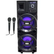 Caixa Som Amplificada Bluetooth 1100W Rms Woofer Mp3 Led Usb Tws ACA 1101 Duplo 8 Black 2 Microfone