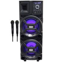Caixa Som Amplificada Bluetooth 1100W Rms Woofer Mp3 Usb Led Tws ACA 1101 Duplo 8 Black 2 Microfone