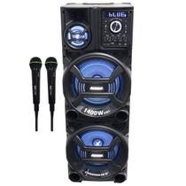 Caixa Som Amplificada Bluetooth 1400W Rms Woofer Bivolt Mp3 Led ACA 1402 Titan Black 2 Microfones