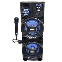 Caixa Som Amplificada Bluetooth 1400W Rms Woofer Mp3 Usb Led Bivolt ACA 1402 Titan Black Microfone - Amvox/Knup