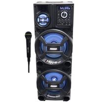 Caixa Som Amplificada Bluetooth 1400W Rms Woofer Usb Mp3 Led Bivolt ACA 1402 Titan Black Microfone