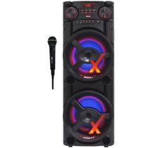 Caixa Som Amplificada Bluetooth 1900W Rms Woofer Mp3 Usb Led Tws Bivolt ACA 1900 New X + Microfone